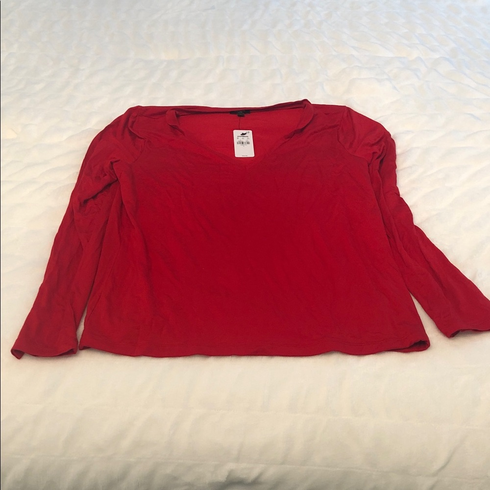 Express Vibrant Scarlet Long Sleeve Tee